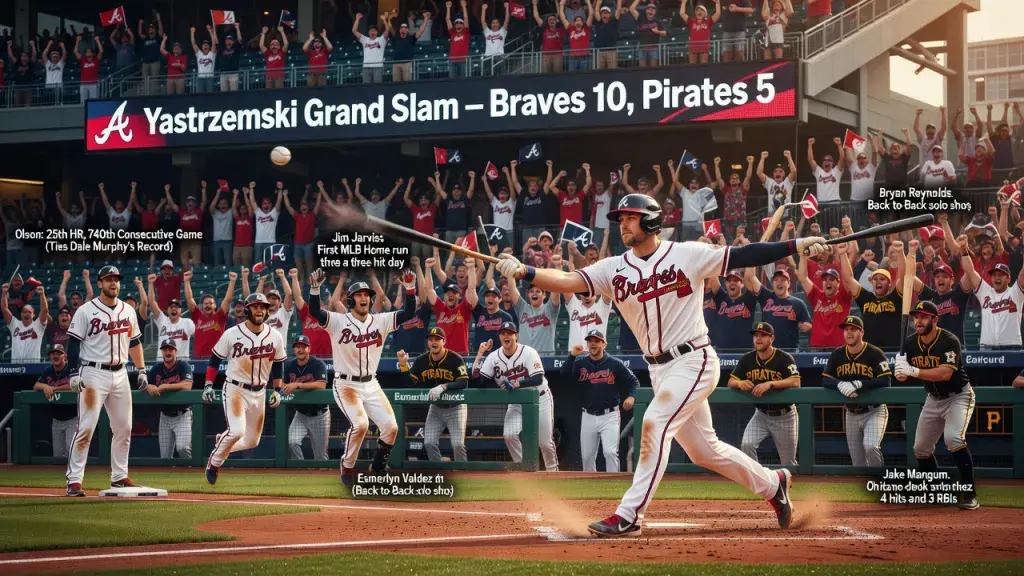 Yastrzemski Grand Slam Seals Braves' 10-5 Win Over Pittsburgh